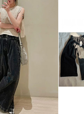 春季国内现货Maison Margiela水洗裂纹彩绘涂鸦宽松阔腿牛仔裤