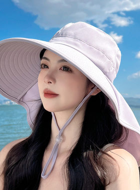 渔夫冰丝防晒帽女士新款遮脸披肩