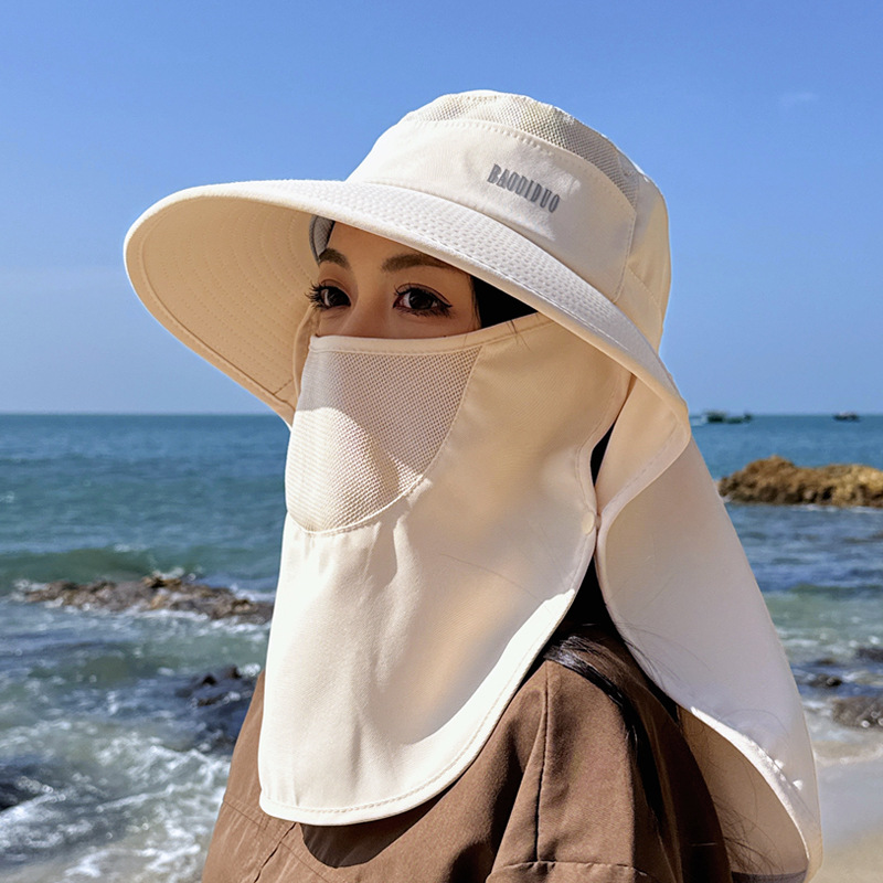 户外全包围防晒帽女士遮脸披肩防紫外线夏大檐太阳骑车遮阳帽海边
