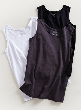 竹节棉小吊带背心女外穿夏宽松大码白色内搭纯棉上衣无袖打底T恤