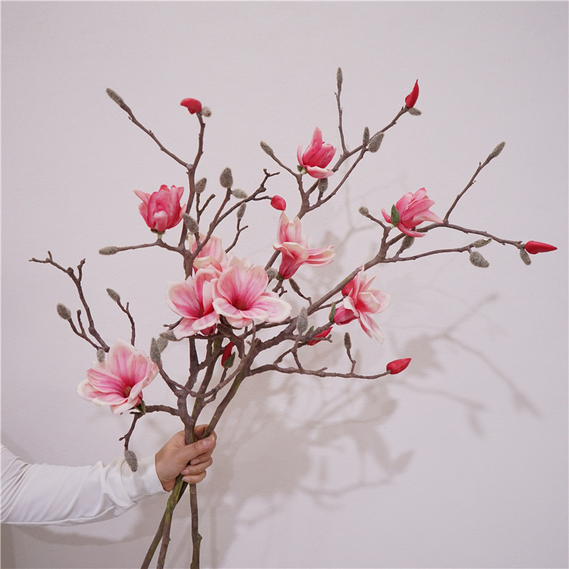 新中式仿真大花玉兰花落地装饰花艺客厅摆放软装陈设摄影道具假花