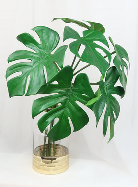 仿真把束龟背叶北欧现代风客厅办公室绿色植物装饰品插花绿植盆栽