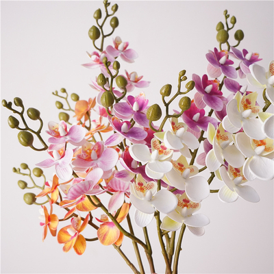 仿真花2杈迷你蝴蝶兰假花摆设兰花轻奢高端插花 餐桌花艺装饰摆件