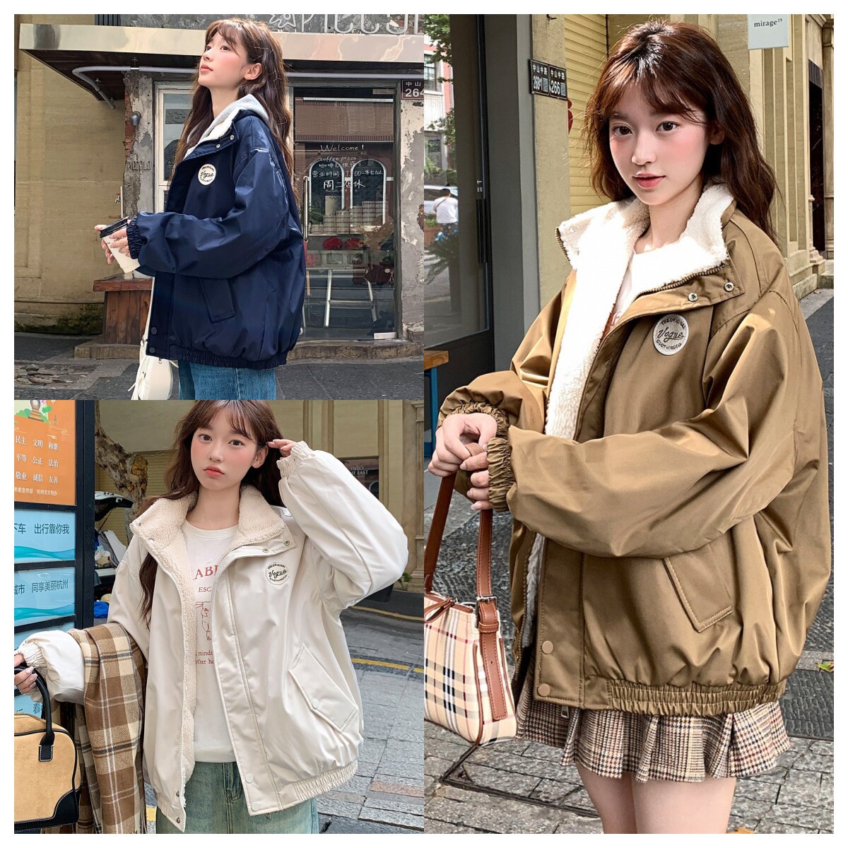 冬季女学生羊羔毛加厚棉服