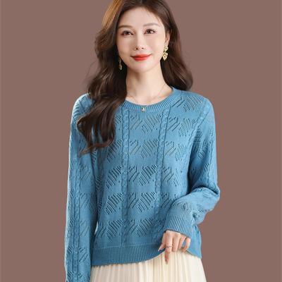 圆领毛衣女士秋冬2025新款小个子妈妈洋气上衣内搭羊毛针织打底衫