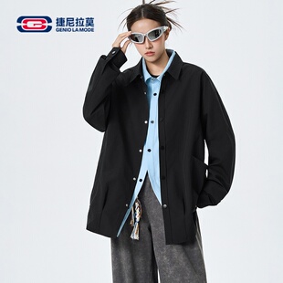 GENIOLAMODE捷尼拉莫美式复古棉衬衫男长袖春季上班白色衬衣M