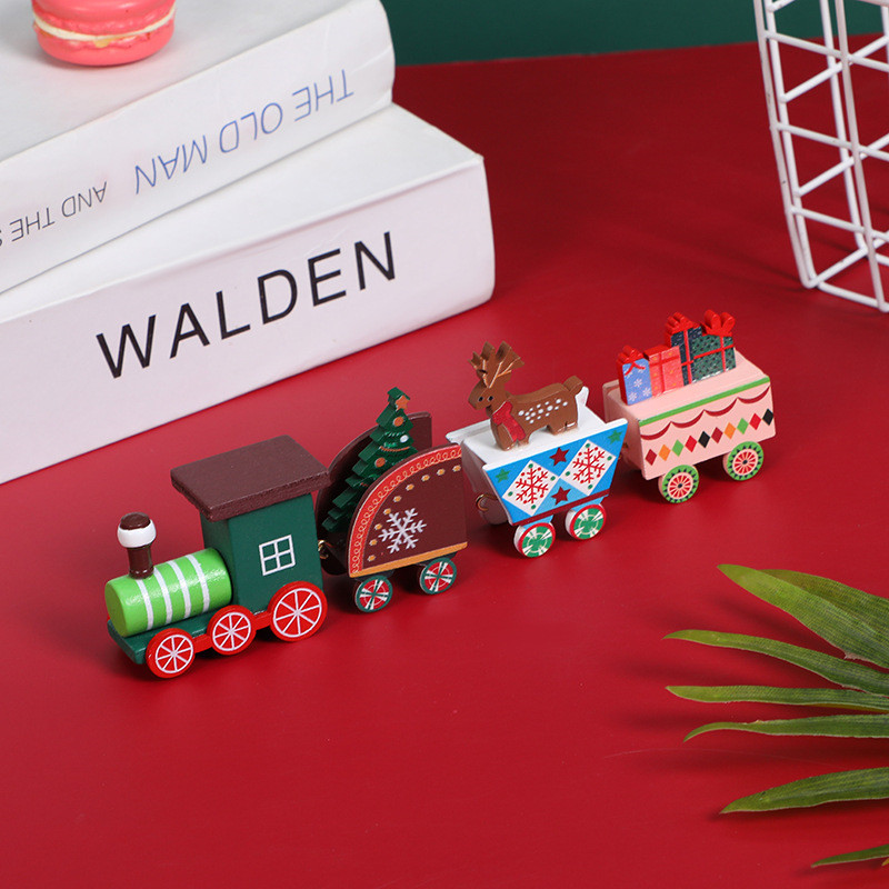 圣诞装饰品创意木质小火车圣诞树桌面礼物儿童摆件圣诞节布置礼品