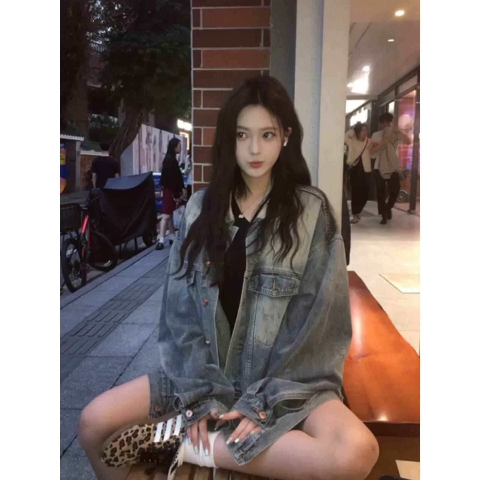 水洗做旧牛仔外套女小个子2025秋季新款设计感小众遮屁股夹克上衣