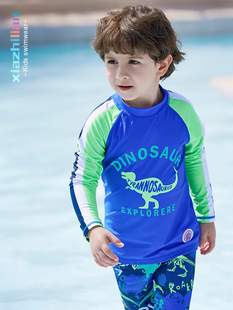 儿童泳衣男童小中大童长袖 宝宝冲浪服套装 分体防晒韩国运动游泳装