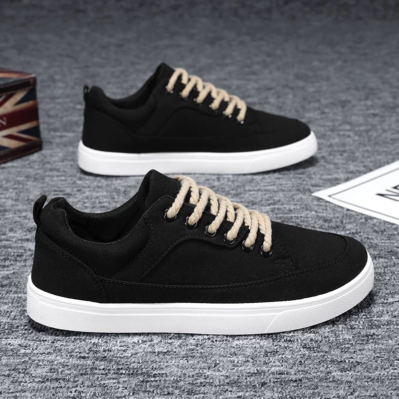 帆布鞋男2025夏季新款小众设计男鞋百搭休闲板鞋男士黑色运动布鞋,流行男鞋,帆布鞋,淘宝优惠券,粉丝福利购,淘宝优惠卷
