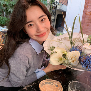 毛衣显瘦百搭通勤上衣 新款 假两件拼接衬衣polo领针织衫 女2025秋装