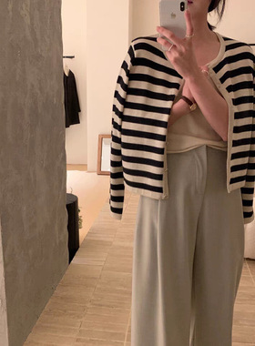 高货韩代小众款十三行IMISS家2025秋款撞色洋气百搭显瘦针织开衫