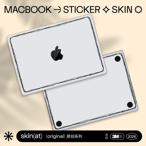SkinAT适用MacBook Pro 14/16外壳保护贴膜 苹果笔记本线描贴膜 Air 15 M4草图创意贴膜 简约黑白漫画风贴膜