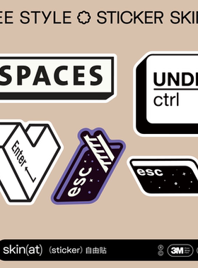 SkinAT 小标语贴纸  笔记本创意贴 ESC装饰贴 Enter冰箱滑板贴 旅行箱贴 程序员小贴纸 个性iPad贴纸 划痕贴