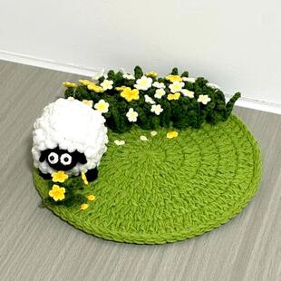 小羊小花杯垫毛线手工钩针编织diy材料包自制送礼物打发时间手作