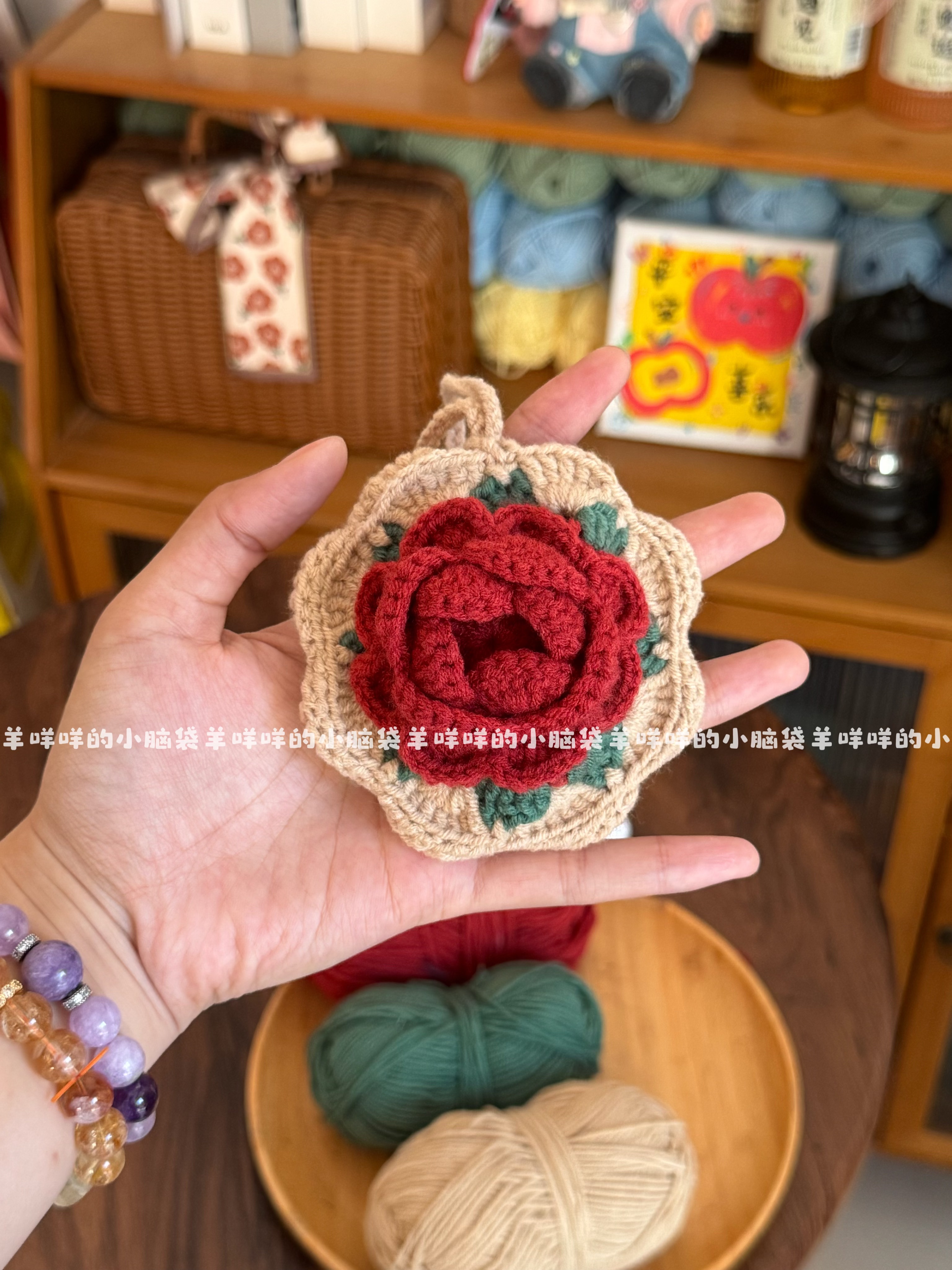 DIY复古山茶花耳机包实用毛线编织材料包自制礼物手工钩针文艺