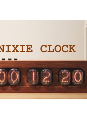 辉光时钟电子管创意中式复古IN12非洲红花梨DIY摆件原木赛博朋克