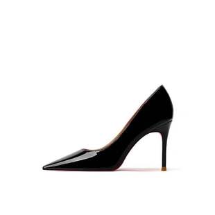 裸色高跟鞋女年新款秋气质小众设计感漆皮黑色单鞋细高跟鞋女