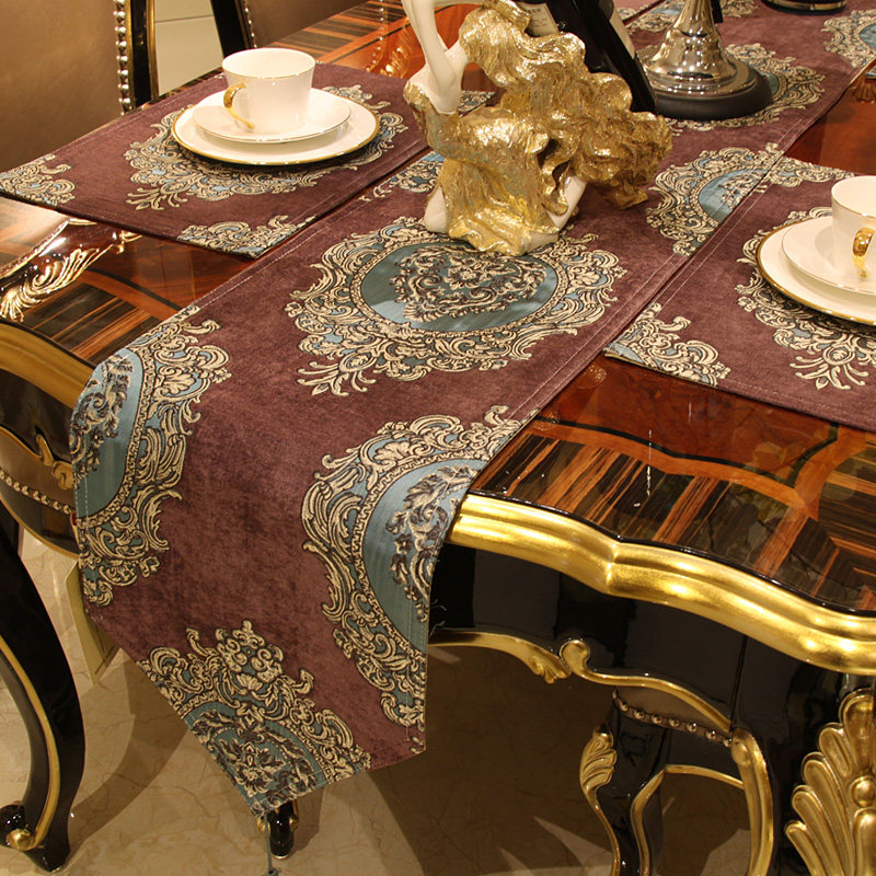 来茵欧式现代简约茶几餐桌旗隔热垫布床旗布艺西餐桌饰可定做