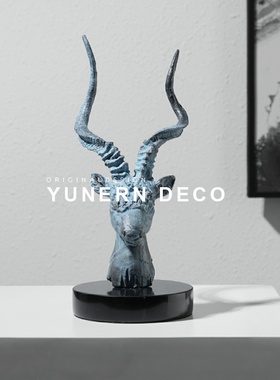 新中式艺术高级感羚羊首摆件