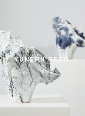 陶瓷花器泼墨花纹现代新中式艺术