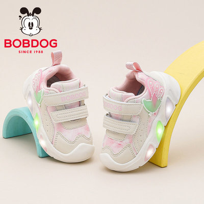 巴布豆童鞋女童闪灯鞋2026新款