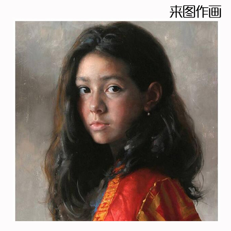 手工肖像油画定制纯手绘照片真人照片山水风景装饰画私人定制挂画