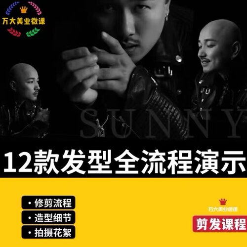 12款发型修剪抖音线上课程教学剪裁设计sunny老师美发剪发