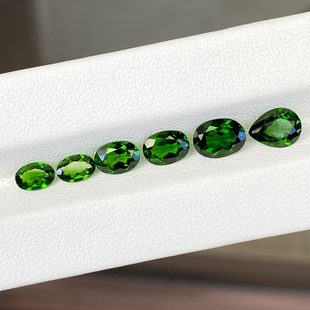 天然彩宝俄罗斯天然 透辉石裸石 戒面椭圆形水滴形 戒指吊坠配石