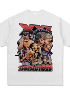 XXX Tentacion印花嘻哈说唱短袖t恤美式复古vintage重磅纯棉上衣