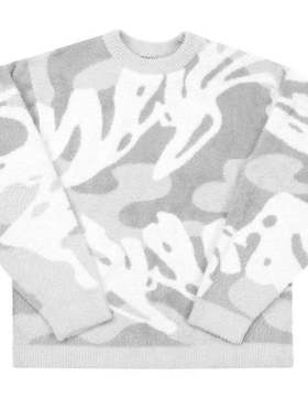 BlueStore美式复古迷彩毛衣秋冬新款宽松慵懒风高级感针织衫外套