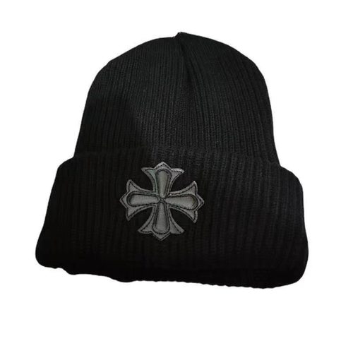 十字架针织帽秋冬保暖软糯毛线帽