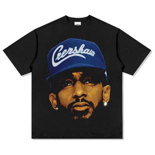 圆领T恤 T恤重磅长袖 美式 复古大脸尼普西BIGFACENIPSEY花短袖