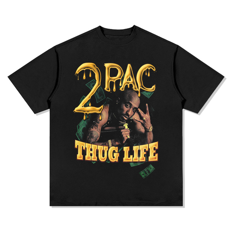 2Pac图派克欧美高街印花短袖T恤