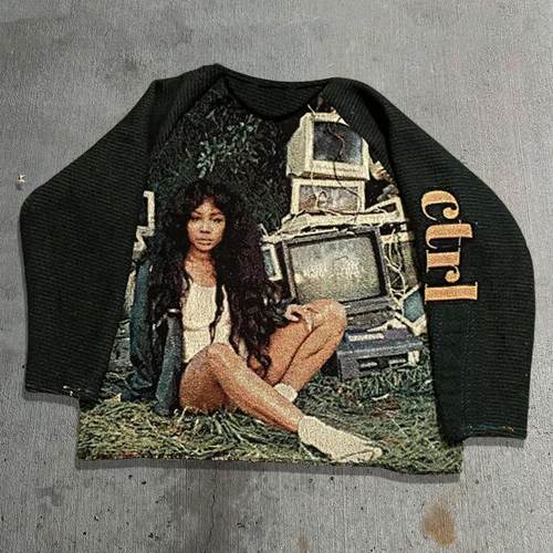 BlueSky休闲美式圆领短宽松卫衣