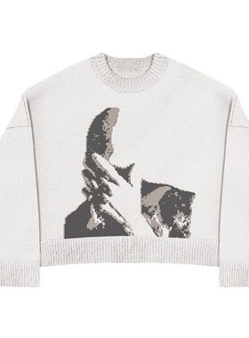 BlueStore FrankOceon Knitted Sweater针织宽松落肩短款卫衣圆领
