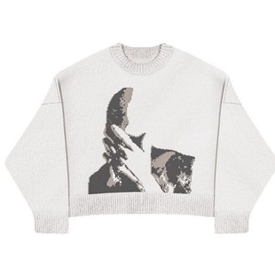 Sweater针织宽松落肩短款 Knitted 卫衣圆领 FrankOceon BlueStore