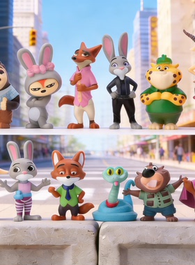 zootopia疯狂动物城手办兔子朱迪狐尼克公仔摆件玩具玩偶蛋糕装饰