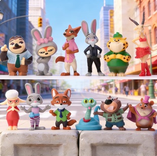 zootopia疯狂动物城手办兔子朱迪狐尼克公仔摆件玩具玩偶蛋糕装饰