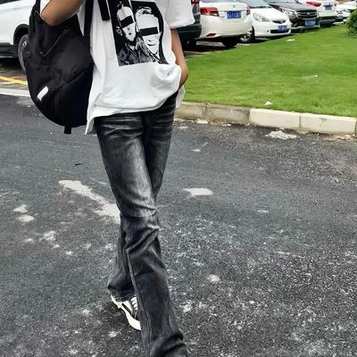 重磅水洗黑灰牛仔裤男