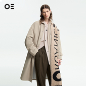 ORGANIC EMOTION单排扣卡其色风衣翻折口袋防泼水抗皱极简大衣