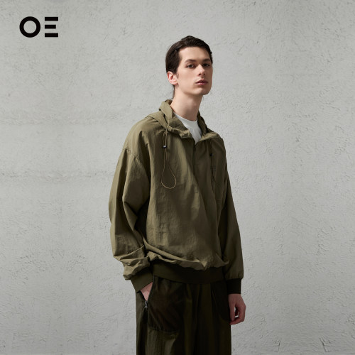 OE极简撞色连帽防晒衣情侣防晒服