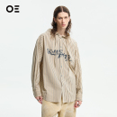 EMOTION ORGANIC 卡其条纹衬衫 日系连帽长袖 衬衫 明星同款
