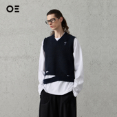 小V领版 ORGANIC EMOTION 型双纱线泡泡肌理不规则镂空针织马甲OE