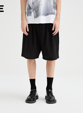 Organic Emotion天丝五分裤轻薄肌理感松紧腰简约宽松休闲短裤 OE