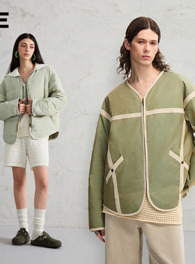 【戚薇同款】ORGANIC EMOTION双面穿轻薄无领羽绒服玉虫色重外套