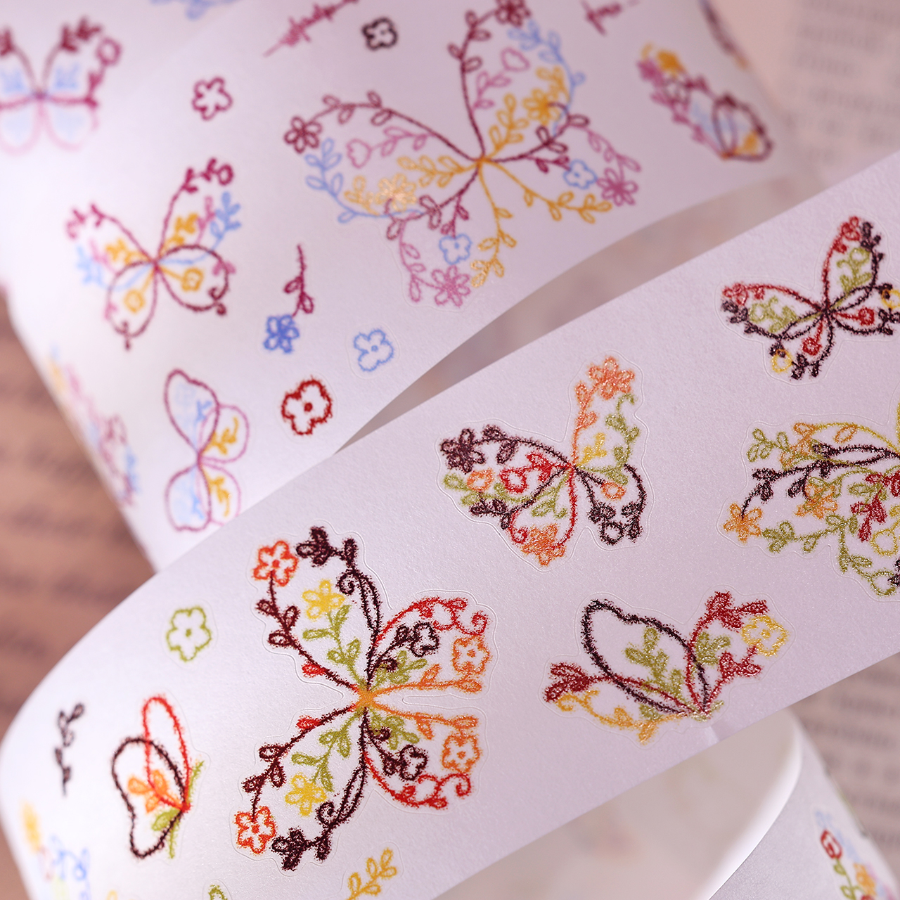 小白家文创盐铺新品花蝴蝶轻复古盐系点缀和纸PET切模手帐胶带