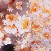 小白家文创新品 橘光橙花清新雪花复古和纸PET贝壳光切模手帐胶带