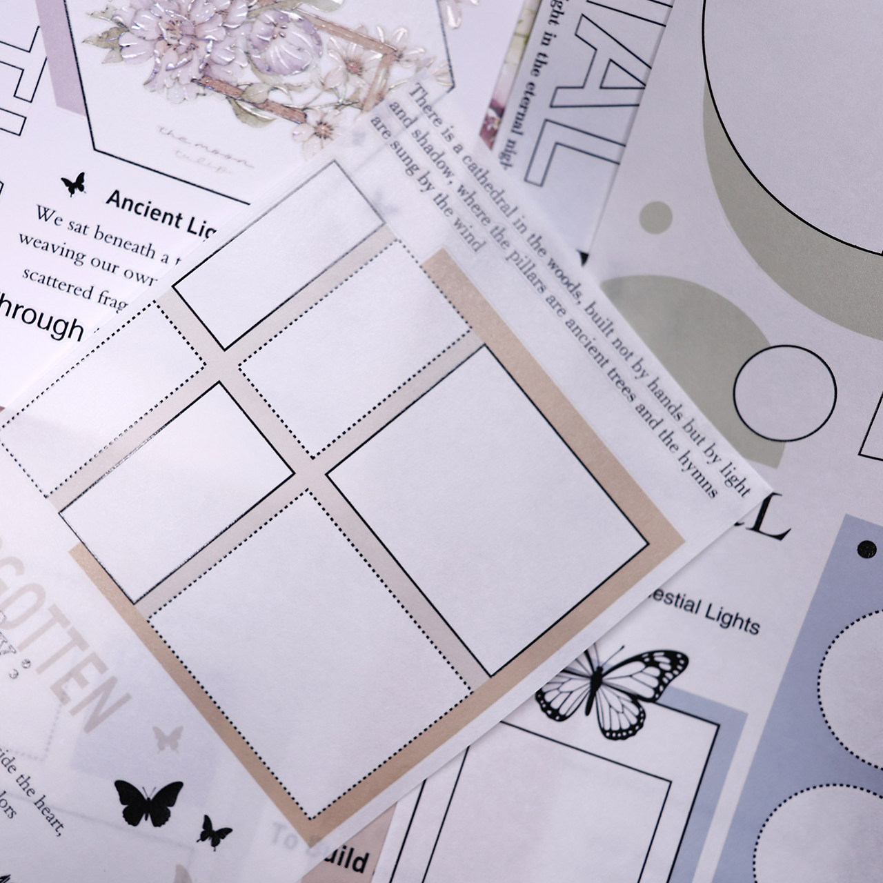 小白家文创盐铺新品彩框边序轻复古英文杂志风手大框切模手帐胶带