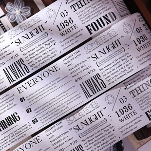 小白家文创【段落】复古英文字段落和纸特油PET切模手帐贴本胶带